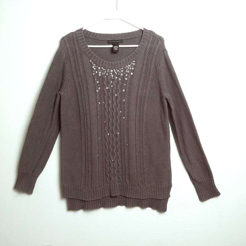 Grace Elements Gray Pullover Sweater With Cable K… - image 1